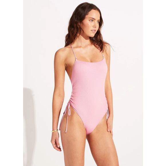 Seafolly Sea Dive Scoop Neck Drawstring Side One Piece US SIZE 12 NWT - Picture 2 of 5